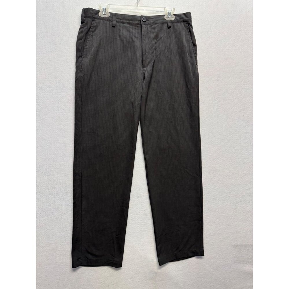 Izod Golf Mens Pinstripe Pants 34x32 Black Polyester Blend Straight Fit